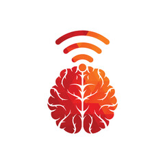 Brain and wifi logo design sign.