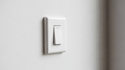 Simple white wall-mounted light switch in a modern interior