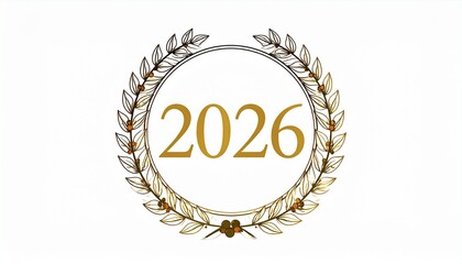Elegant 2026 Laurel Wreath with Numeral Center Design