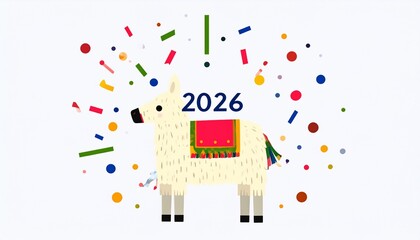 Playful 2026 Pinata Burst with Numeral Confetti Vector