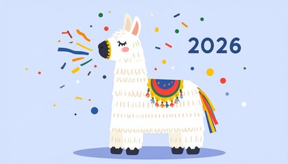 Playful 2026 Pinata Burst with Numeral Confetti Vector