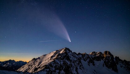 Majestic 2026 Comet Tail Streaking New Year Sky Over Mountain