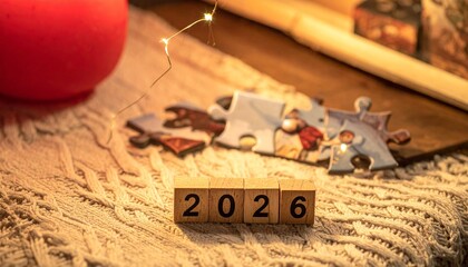 Cozy 2026 Puzzle Completing on New Year Eve Table