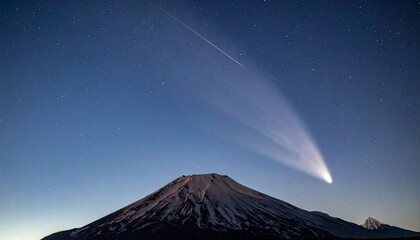 Majestic 2026 Comet Tail Streaking New Year Sky Over Mountain