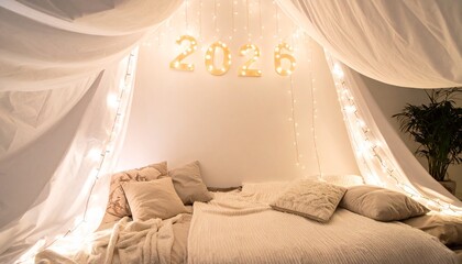 Cozy 2026 Blanket Fort with Fairy Lights on New Year Eve Night