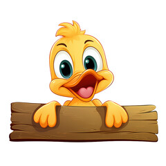 Whimsical Duck Wooden Sign Vector Illustration