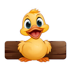 Quirky Duck Holding Wooden Sign Banner