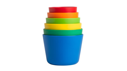 Stack of Colorful Plastic Nesting Cups Toy Isolated Product Shot