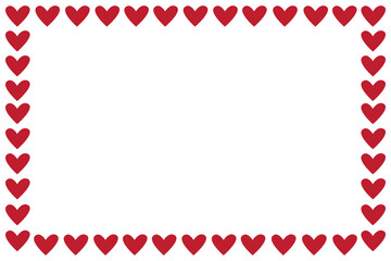 Frame of red hearts for Valentine's Day. Vector heart drawing