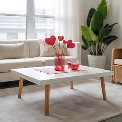 Modern living room with heart decor