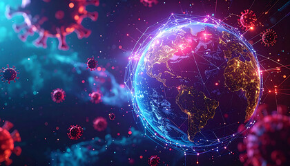 Obraz premium A futuristic concept illustration of global internet security visualized