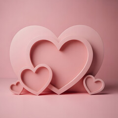 Three pink paper hearts