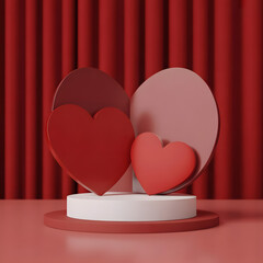 Three hearts on a pedestal