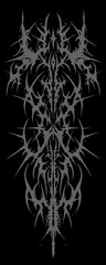 Cyber tribal symmetrical ornamental vector with aggressive spiked shapes, hand drawn abstract design