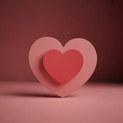 Stacked hearts on red background