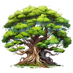 Majestic Giant Tree on White Background