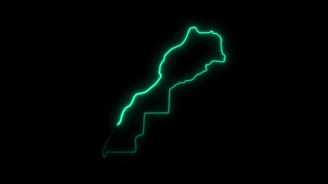 Glowing Green Outline Map of Lebanon on Black Background lebanon map glowing map