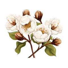 Delicate Cotton Flower Bolls in Detail