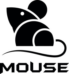 black mouse logo with white accents and text