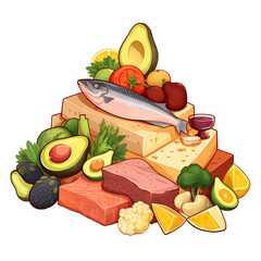 Nutrition groups pyramid illustration for health