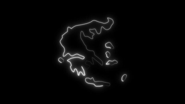 Glowing white neon light contours on black background abstract shapes and lines glowing contours white lines