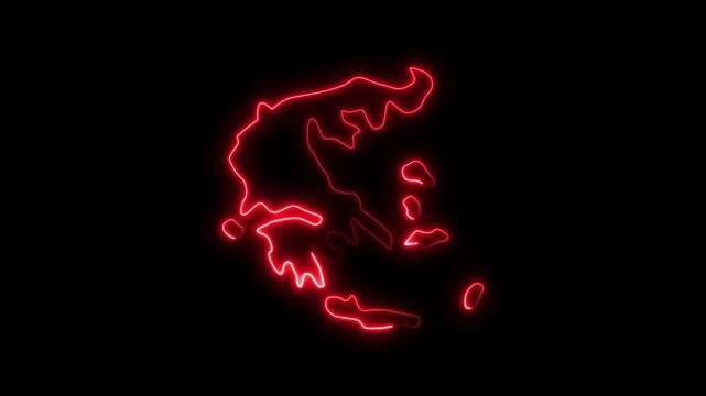 Glowing Red Neon Map Outline of Denmark on Black Background Denmark map glowing map