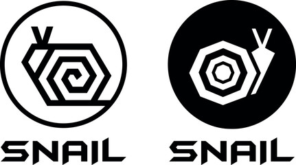 snail logo design with geometric shapes and text