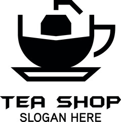 Tea shop logo with a cup and saucer