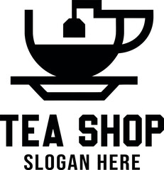 tea shop logo with teacup and saucer template