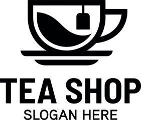 Tea shop logo with cup and saucer icon