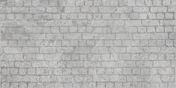 brick wall pattern horizontal background. Flat wall texture. White textured brickwork for print, paper, design, decor, photo background, wallpaper.
