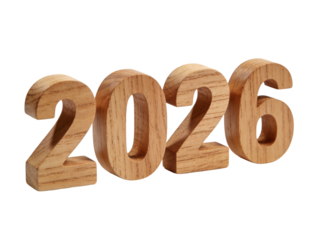 3D bold numerals 2026, isolated on white background, high-resolution, clean and minimal design, studio lighting