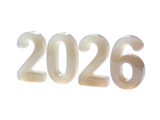 3D bold numerals 2026, isolated on white background, high-resolution, modern 3D typography, clean