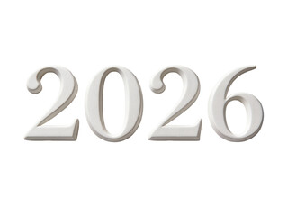 3D bold numerals 2026, isolated on white background, high-resolution, modern 3D typography, design, studio lighting