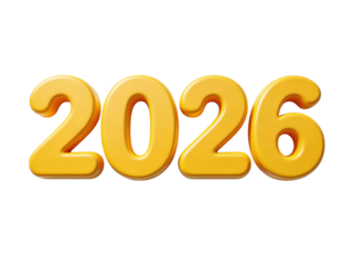 3D text ‘Future Year 2026’, sleek modern typography, isolated on white, futuristic concept, high-resolution, clean minimal design 2026