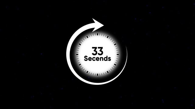 33 seconds timer with white arrow on black background
