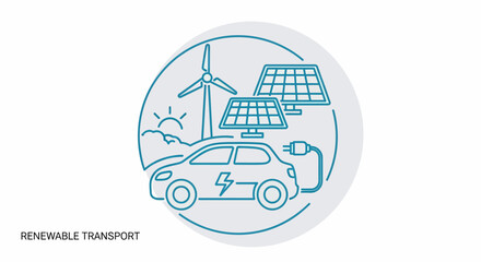 Renewable energy sources powering electric vehicle for sustainable transportation.