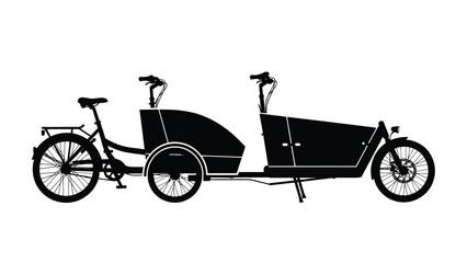 A black silhouette of a cargo tricycle for transporting goods or people