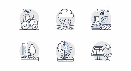 Modern agricultural technology and sustainable farming practices illustrated.