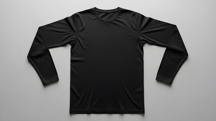 Studio Shot Blank Black Full Sleeve T-Shirt Mockup with Realistic Texture