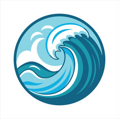 Naklejka premium Blue Ocean Wave Logo Design