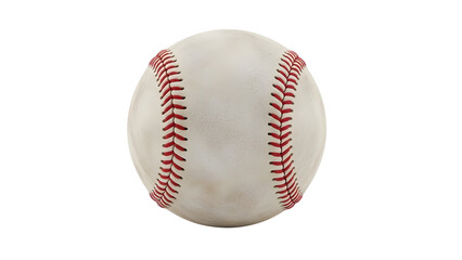 White Baseball Product Shot with Red Stitching, Isolated on White Background
