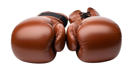 Pair of Brown Leather Boxing Gloves Isolated on White Background