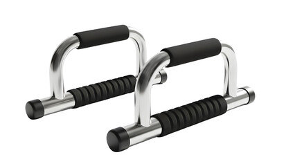 Pair of Silver Push-Up Bars Product Shot Isolated on White Background