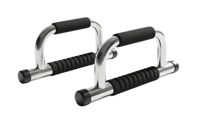 Pair of Silver Push-Up Bars Product Shot Isolated on White Background