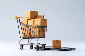 E-commerce product shot, smartphone on white background with copy space, online shopping