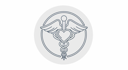 Medical symbol with heart and wings, representing healthcare and medicine.