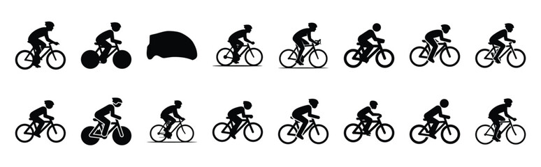 Obraz premium bicycle rider silhouette icon set
