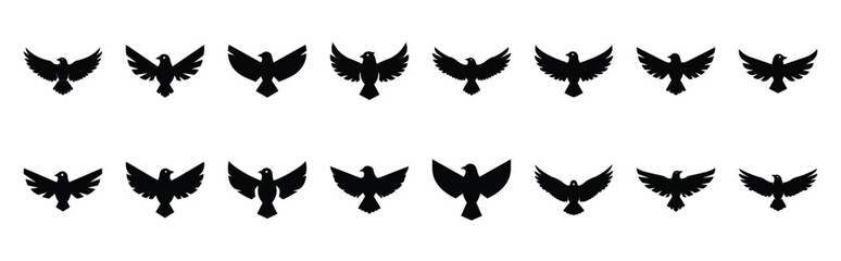 bird wing spread icon set