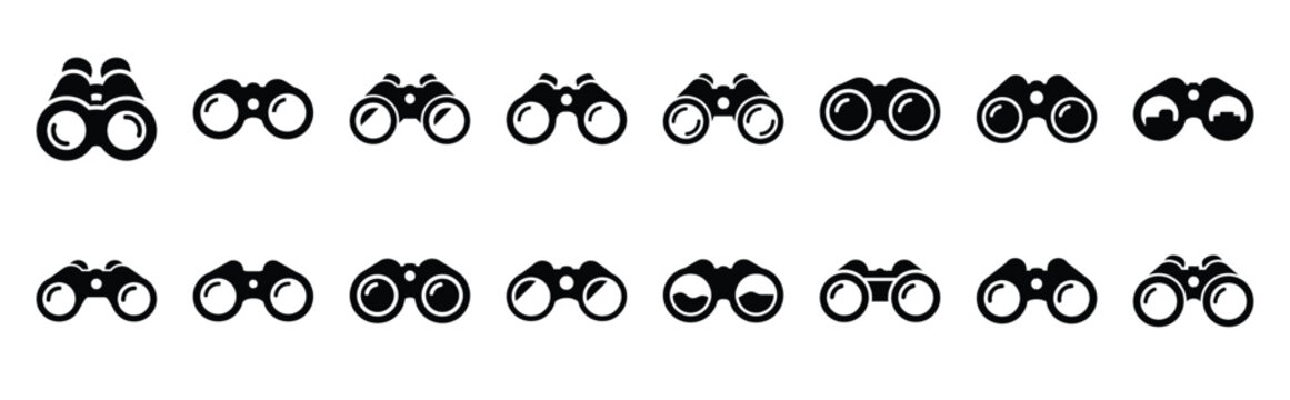 binocular view silhouette icon set